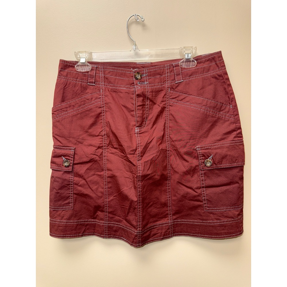 Woolrich Womens Brick Red Cargo Mini Skirt Contrast Stitch Utility Size 8